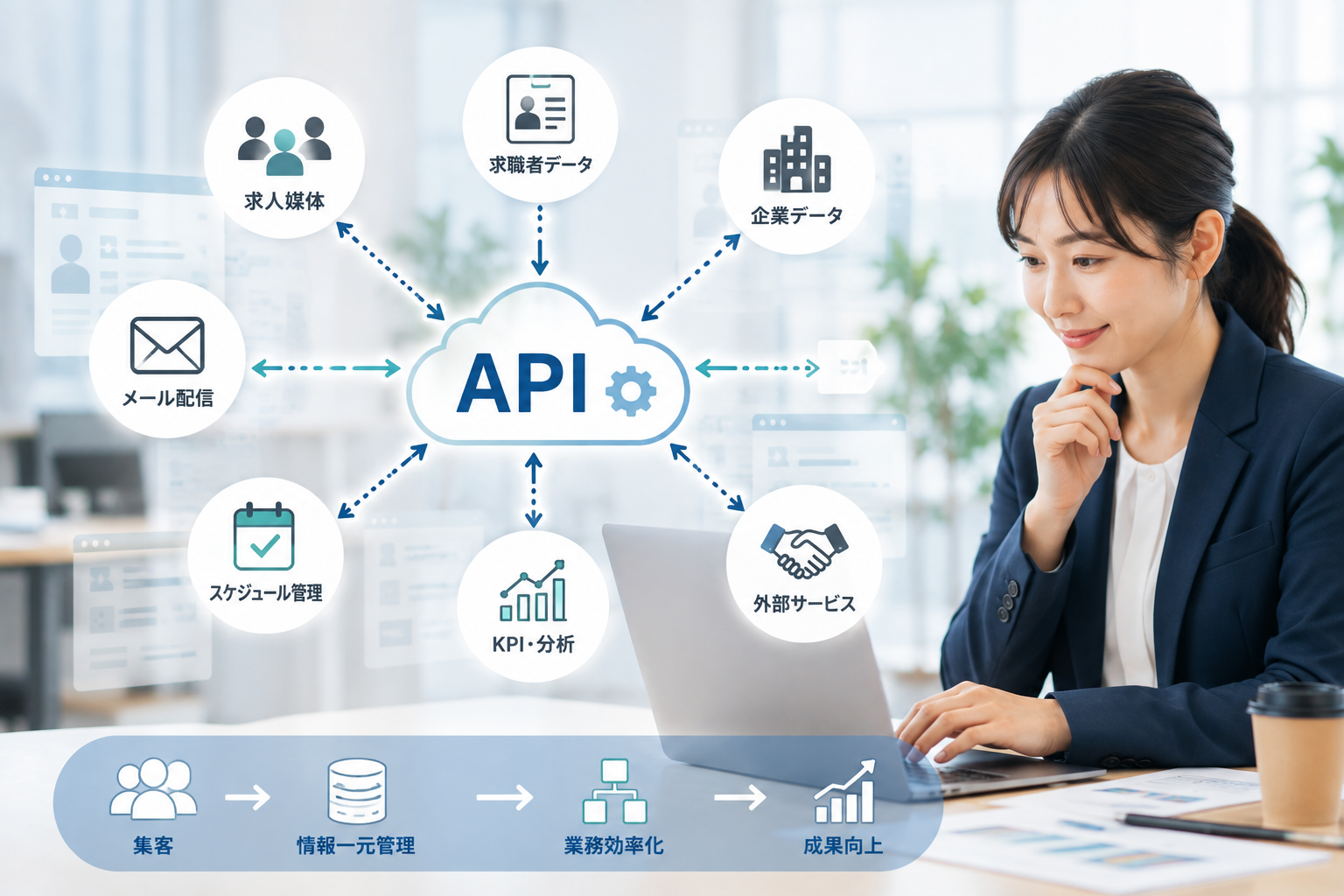 APIとは？人材紹介業務の「二重入力」を減らす仕組みとLaS活用イメージ