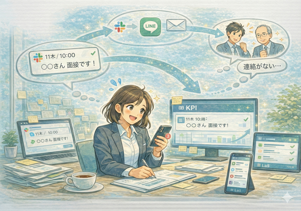 （改善後）自動通知で事故を防ぎ、信頼が積み上がるイメージ